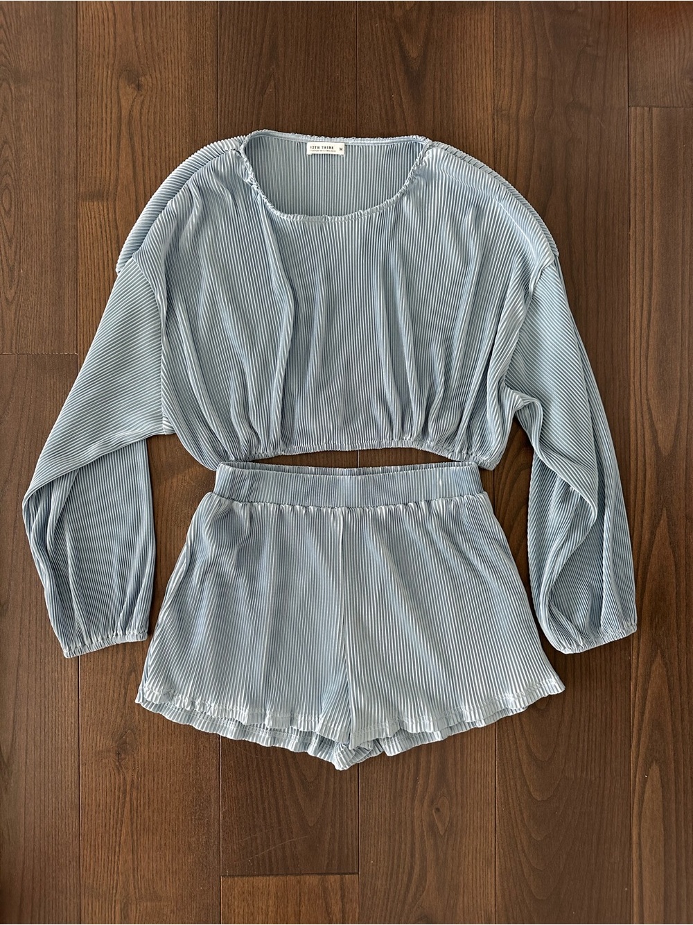 12th Tribe Light Blue Pleated Set